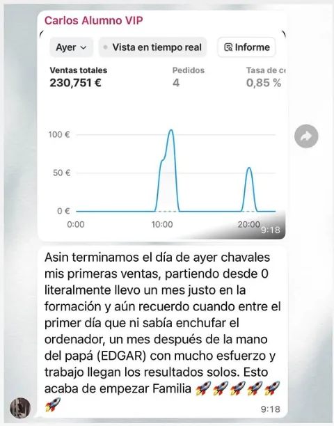 Resultado de Carlos: De no saber usar el ordenador a sus primeras ventas en 1 mes